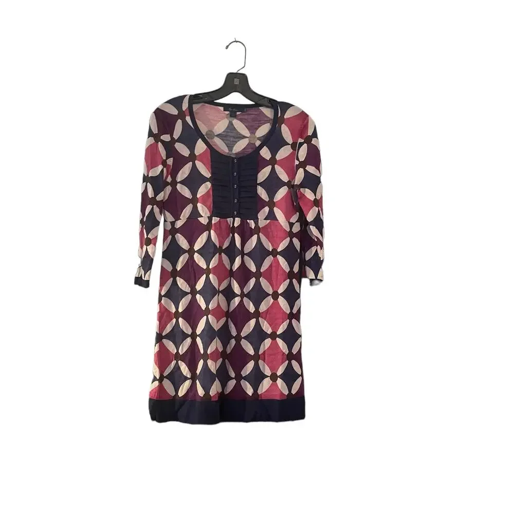 Boden Woman’s Dress Sz 12 Light 100% Wool Geometric Pattern Contemporary